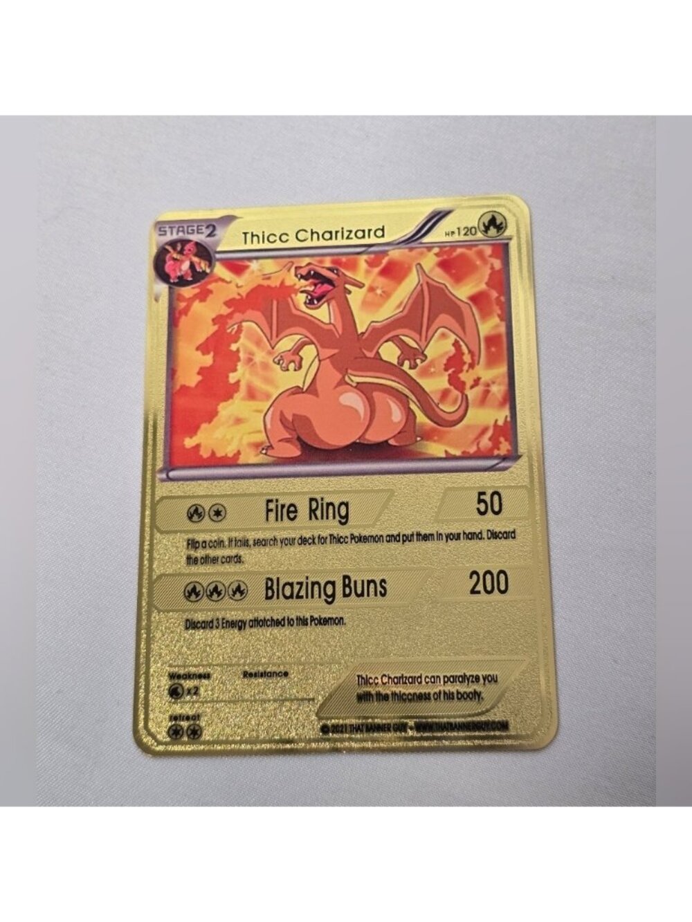 Thicc Charizard Gold Metal Card- Brand new- Funny Gag Gift